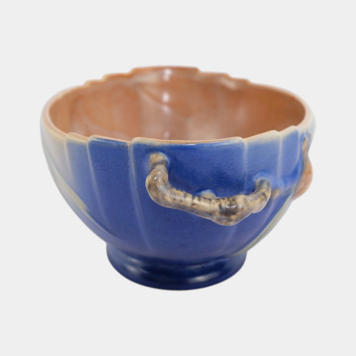 Roseville Pine Cone Blue 1935 Vintage Art Pottery Ceramic Console Bowl 279-9