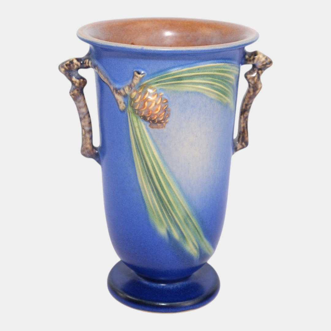 Roseville Pine Cone Blue 1936 Vintage Art Pottery Ceramic Vase 907-7