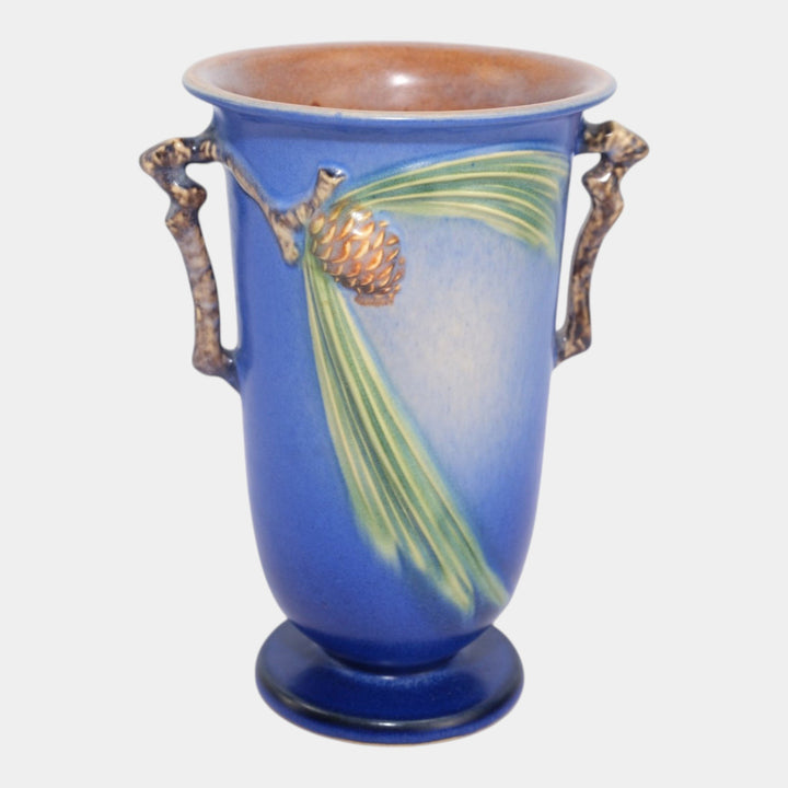 Roseville Pine Cone Blue 1936 Vintage Art Pottery Ceramic Vase 907-7