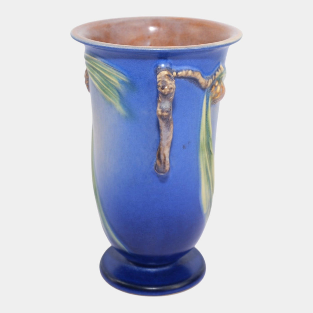 Roseville Pine Cone Blue 1936 Vintage Art Pottery Ceramic Vase 907-7
