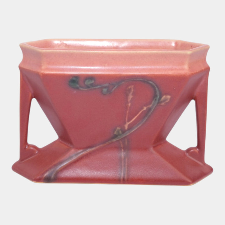 Roseville Futura Red 1928 Vintage Art Deco Pottery Ceramic Two Pole Vase 85-4