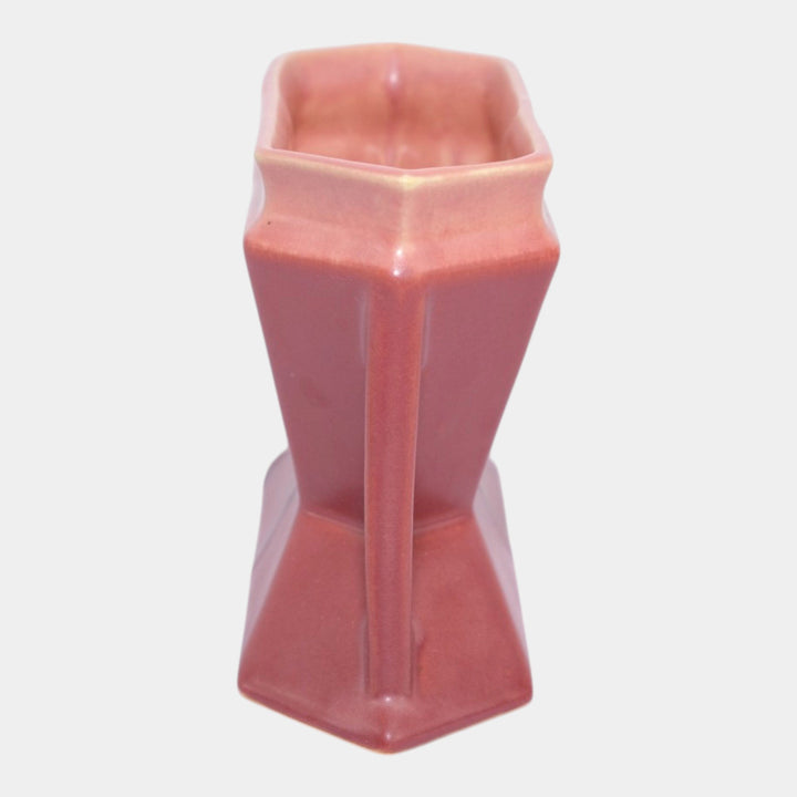 Roseville Futura Red 1928 Vintage Art Deco Pottery Ceramic Two Pole Vase 85-4