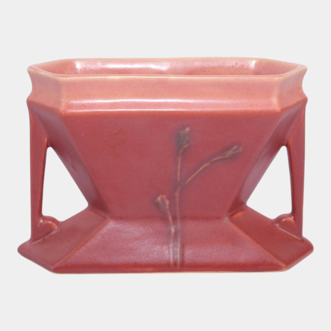 Roseville Futura Red 1928 Vintage Art Deco Pottery Ceramic Two Pole Vase 85-4