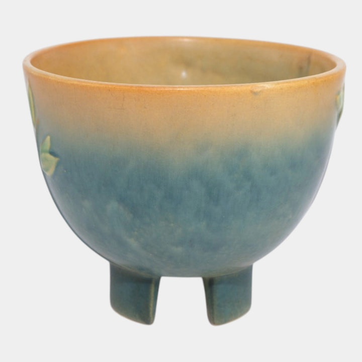 Roseville Futura Tan Blue 1928 Vintage Art Deco Pottery Half Egg Vase 197-6