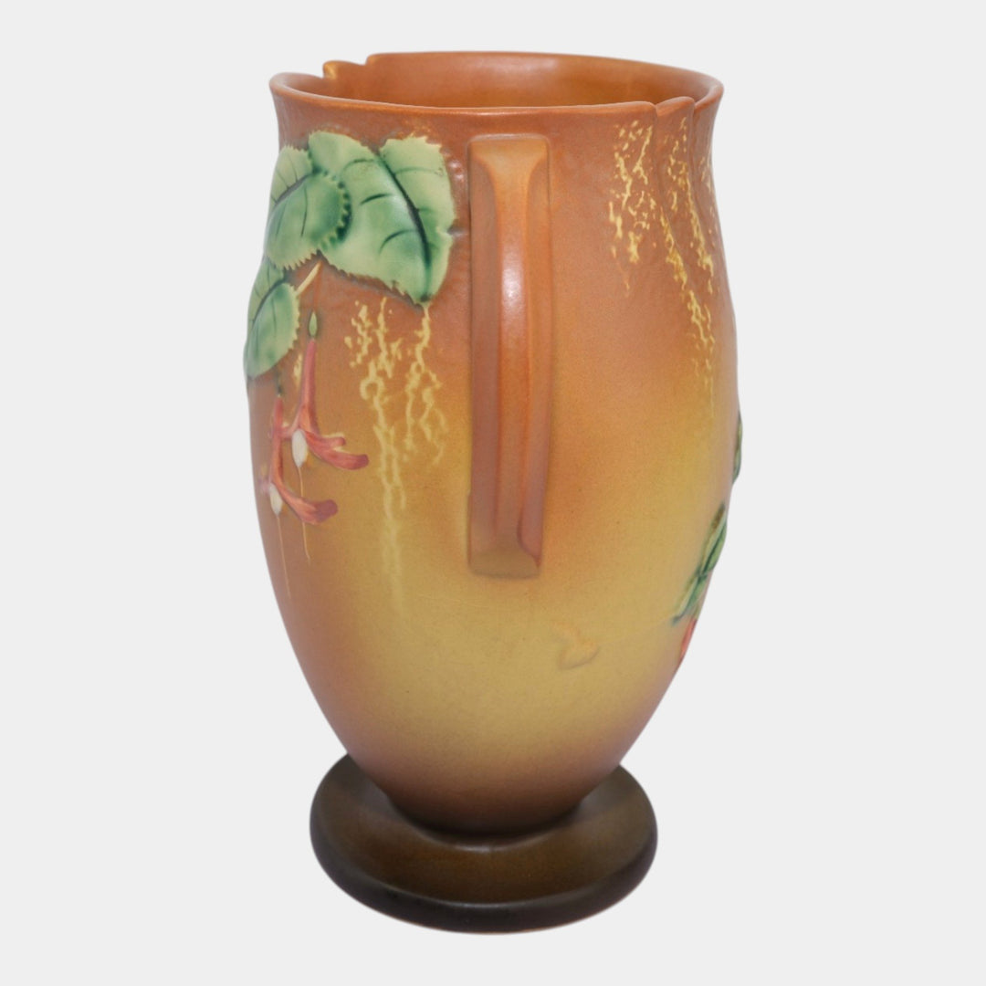Roseville Fuchsia Brown 1938 Vintage Art Pottery Ceramic Flower Vase 901-10