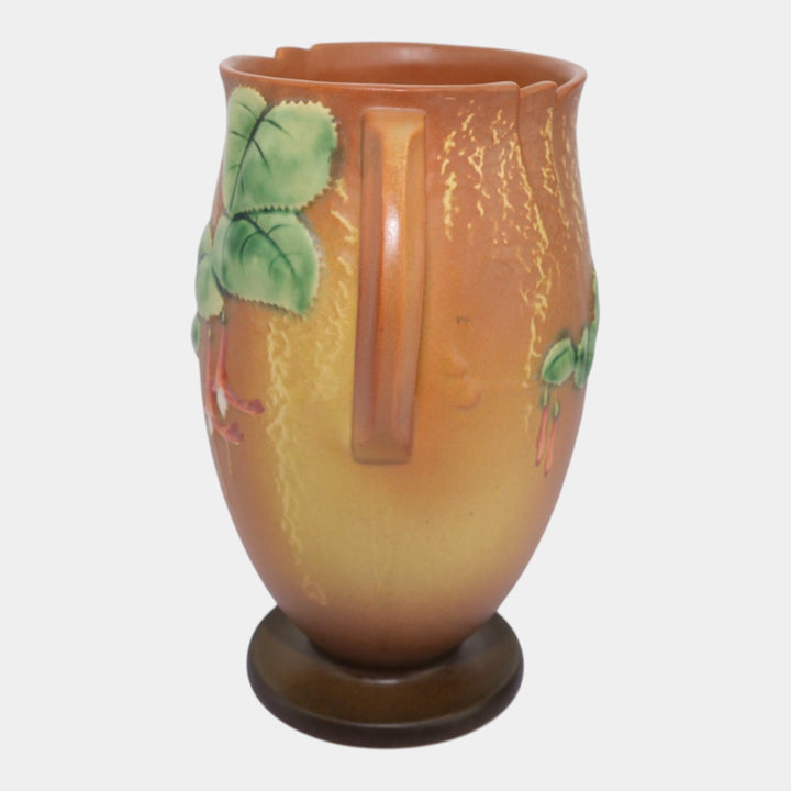 Roseville Fuchsia Brown 1938 Vintage Art Pottery Ceramic Flower Vase 901-10