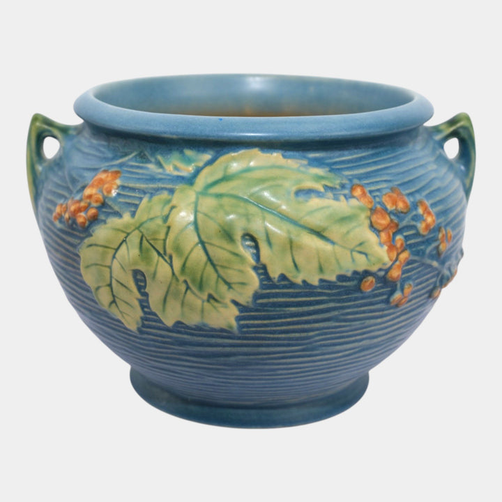 Roseville Bushberry Blue 1941 Vintage Art Pottery Jardiniere Planter 657-6