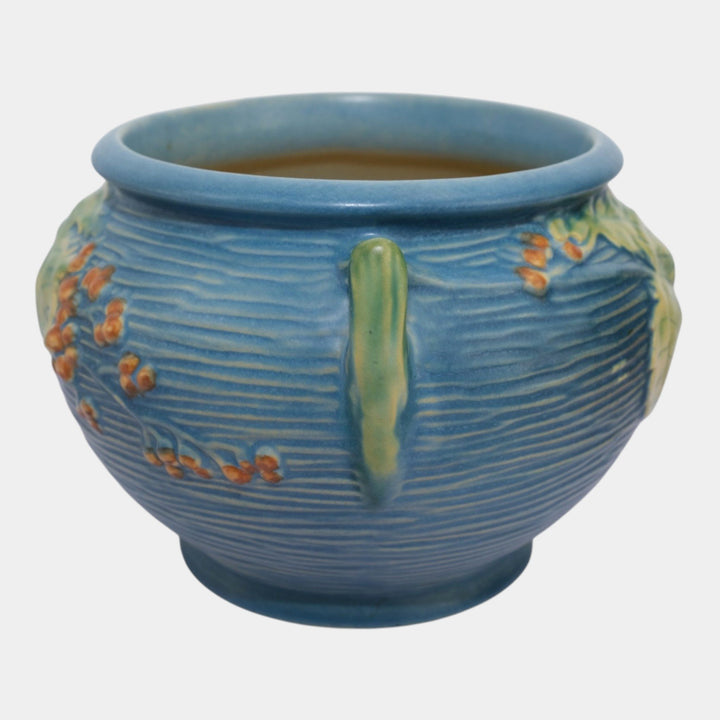 Roseville Bushberry Blue 1941 Vintage Art Pottery Jardiniere Planter 657-6