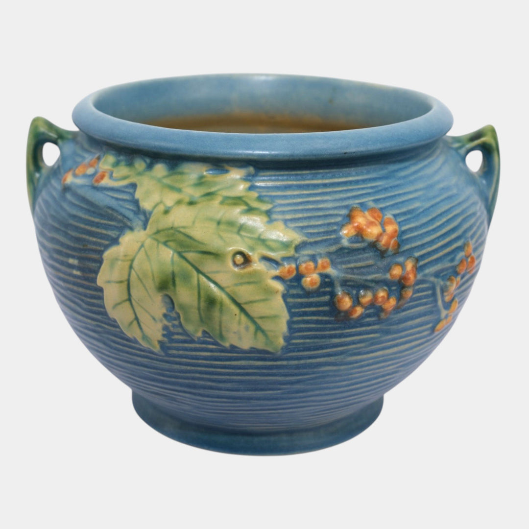 Roseville Bushberry Blue 1941 Vintage Art Pottery Jardiniere Planter 657-6