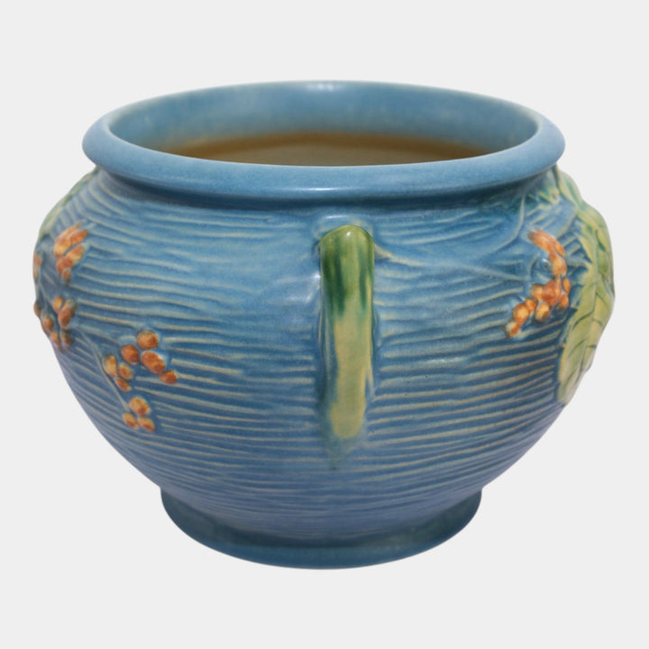 Roseville Bushberry Blue 1941 Vintage Art Pottery Jardiniere Planter 657-6