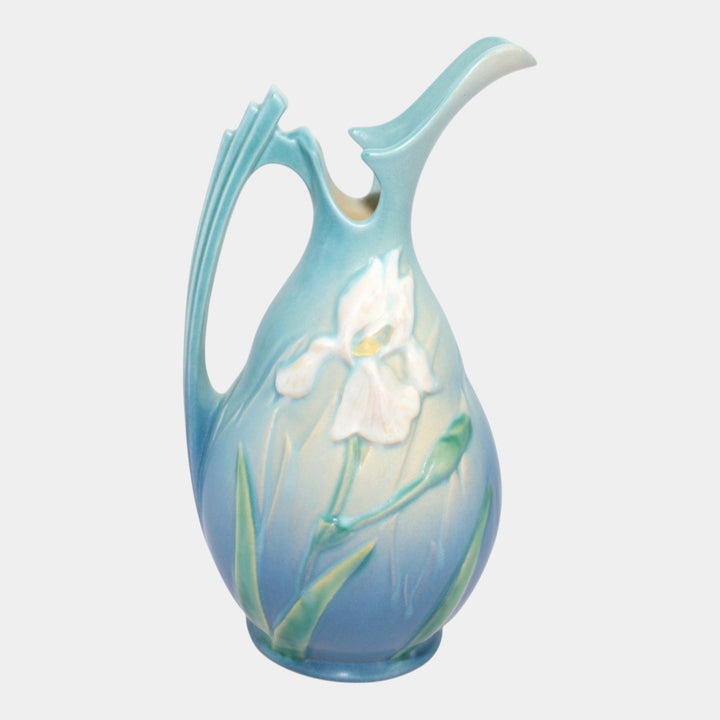 Roseville Iris Blue 1939 Vintage Art Deco Pottery Ceramic Ewer 926-10
