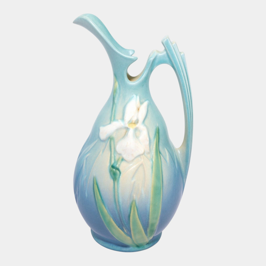 Roseville Iris Blue 1939 Vintage Art Deco Pottery Ceramic Ewer 926-10