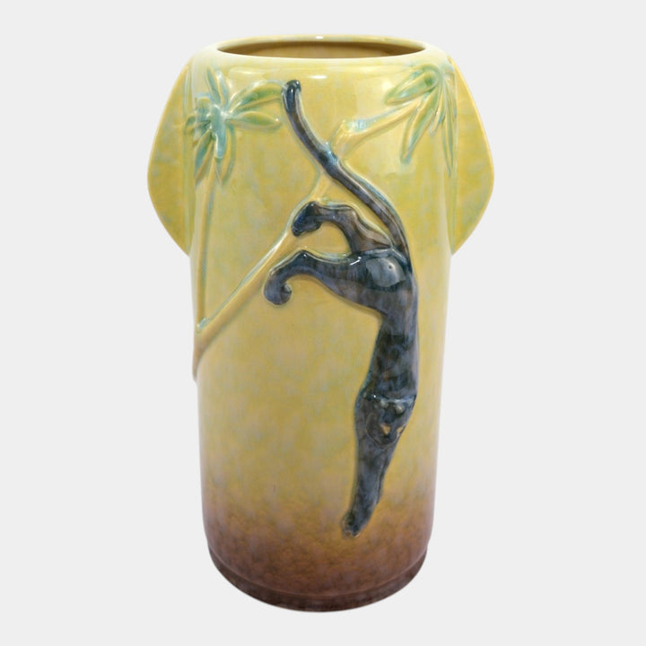 Roseville Wincraft Green 1948 Mid Century Modern Pottery Panther Vase 290-11 - Just Art Pottery