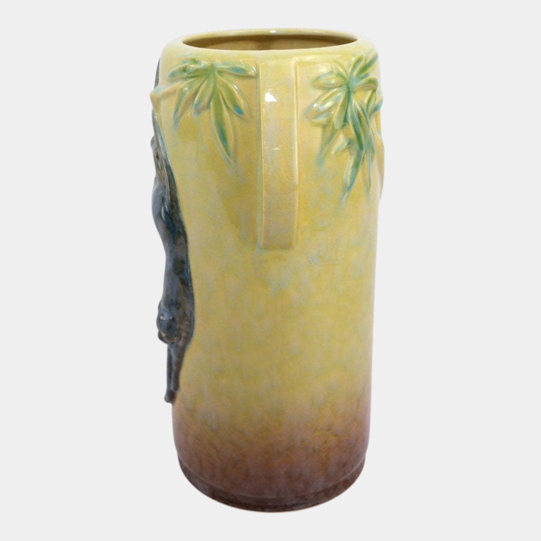 Roseville Wincraft Green 1948 Mid Century Modern Pottery Panther Vase 290-11 - Just Art Pottery