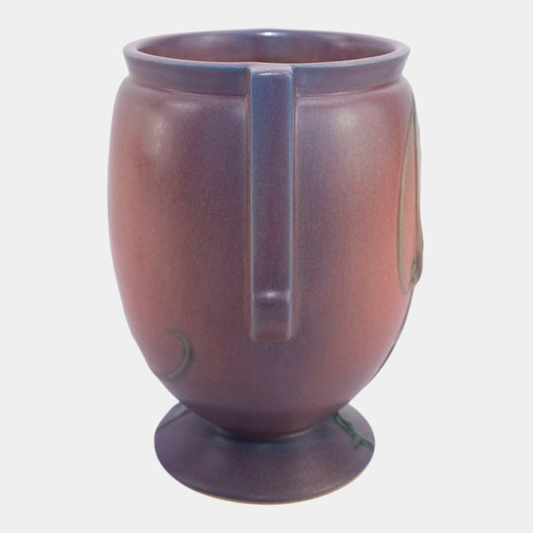 Roseville Futura Pink Purple 1928 Vintage Art Deco Pottery Thistle Vase 427-8 - Just Art Pottery