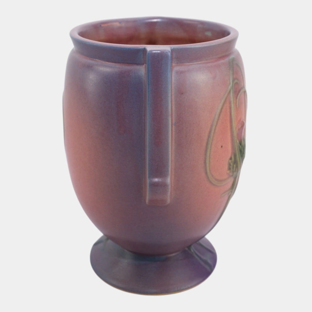 Roseville Futura Pink Purple 1928 Vintage Art Deco Pottery Thistle Vase 427-8 - Just Art Pottery