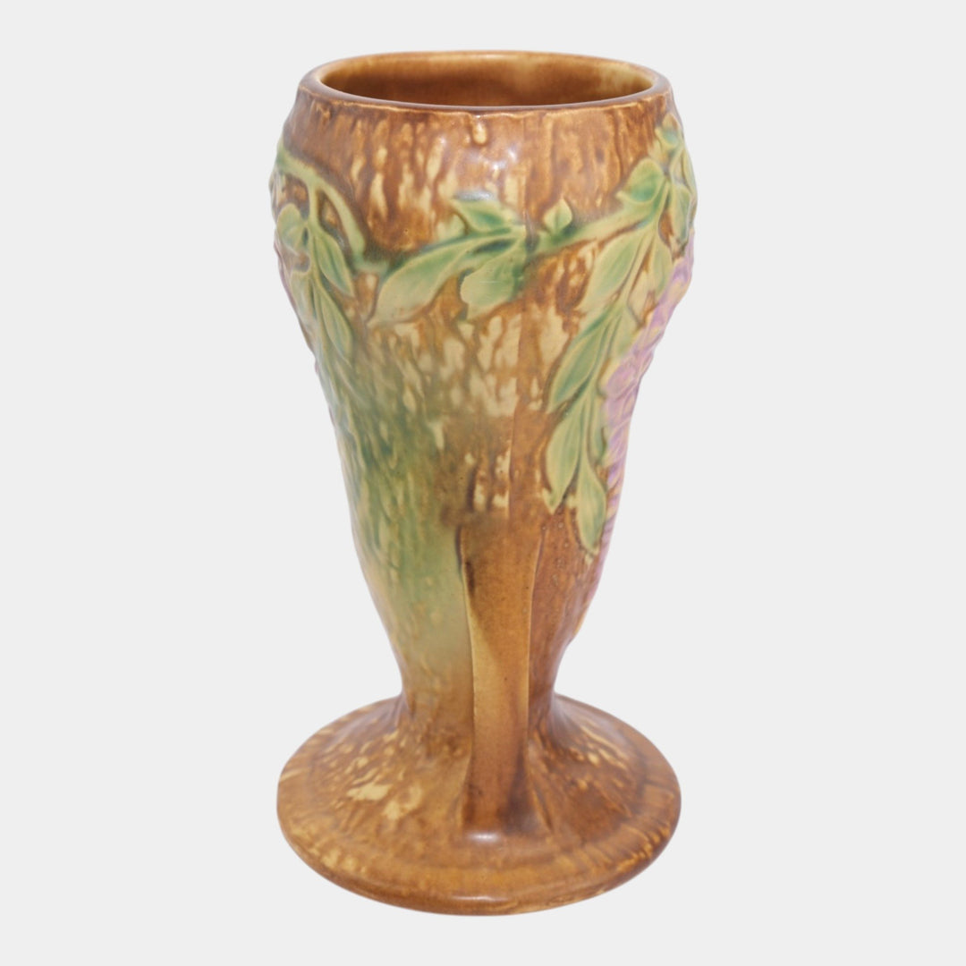 Roseville Wisteria Brown 1933 Vintage Arts And Crafts Pottery Ceramic Vase 635-8