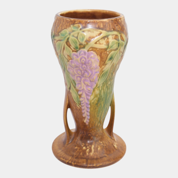 Roseville Wisteria Brown 1933 Vintage Arts And Crafts Pottery Ceramic Vase 635-8