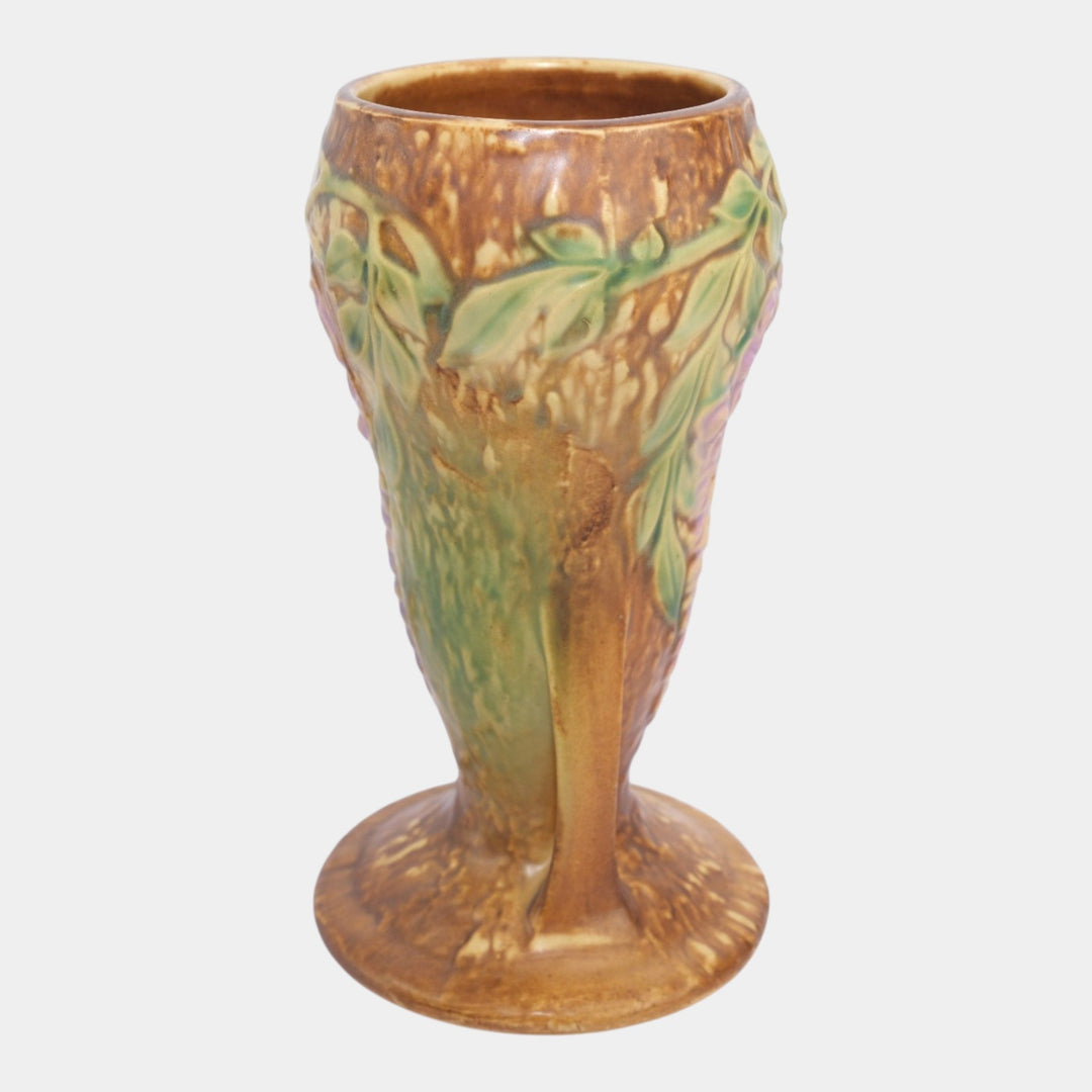 Roseville Wisteria Brown 1933 Vintage Arts And Crafts Pottery Ceramic Vase 635-8