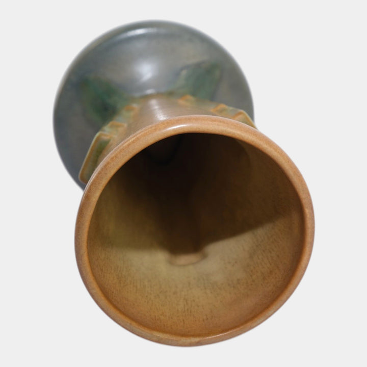 Roseville Futura Tan 1928 Vintage Art Deco Pottery Buttressed Cone Vase 401-8 - Just Art Pottery