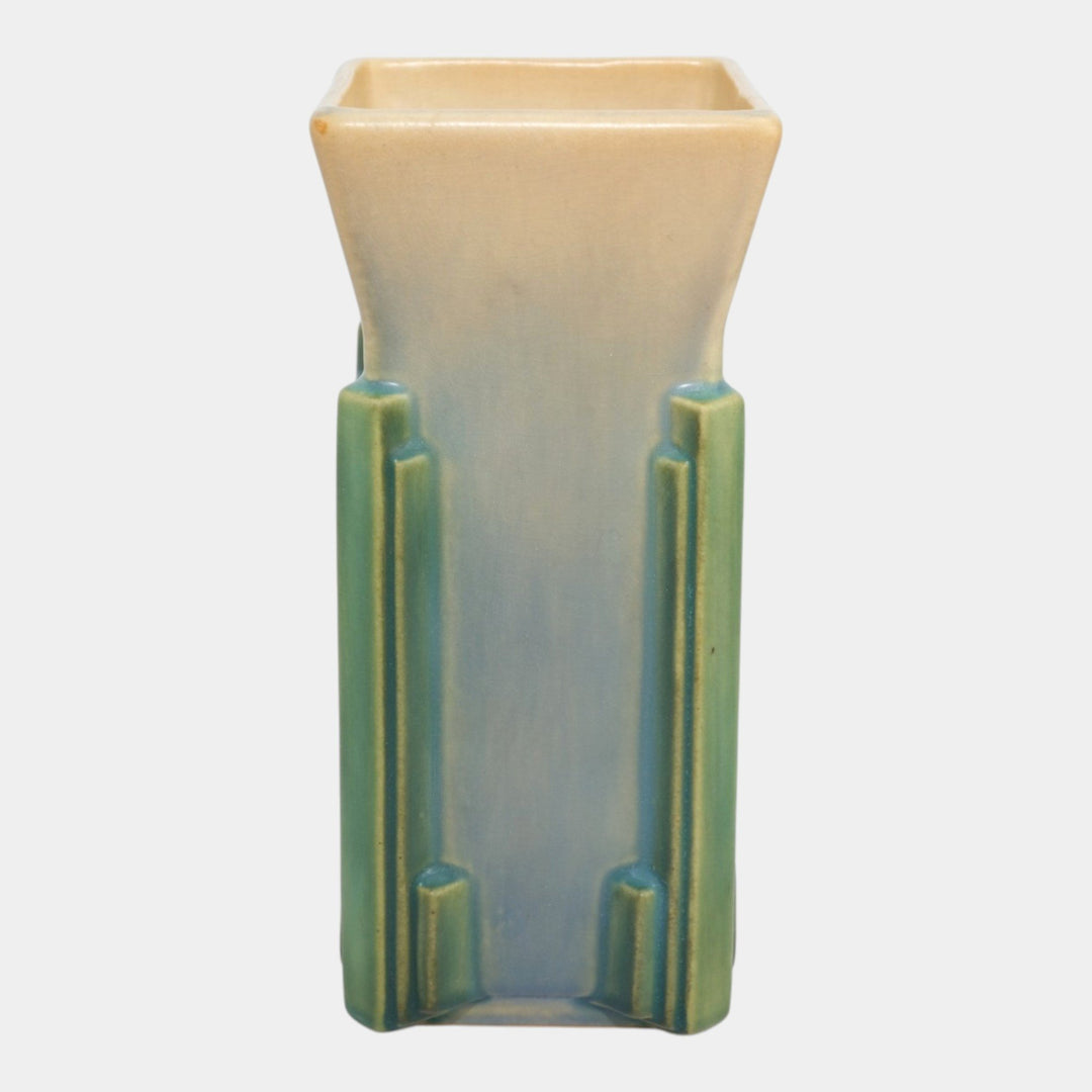 Roseville Futura 1928 Tan Vintage Art Deco Pottery Milk Carton Vase 402-8