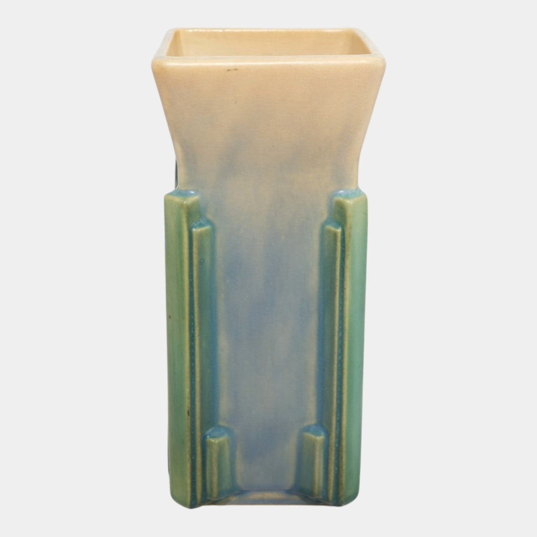 Roseville Futura 1928 Tan Vintage Art Deco Pottery Milk Carton Vase 402-8