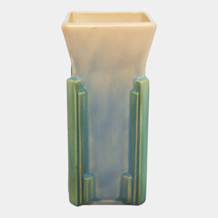 Roseville Futura 1928 Tan Vintage Art Deco Pottery Milk Carton Vase 402-8