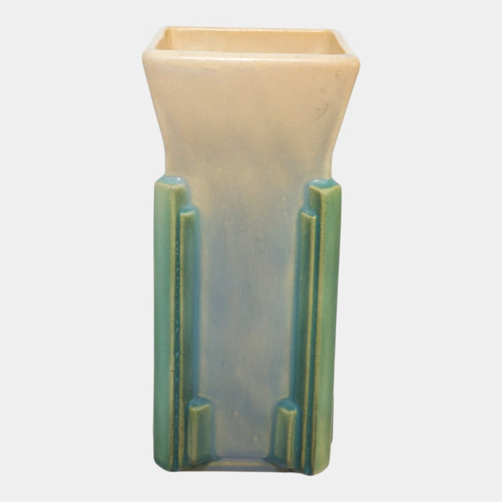 Roseville Futura 1928 Tan Vintage Art Deco Pottery Milk Carton Vase 402-8