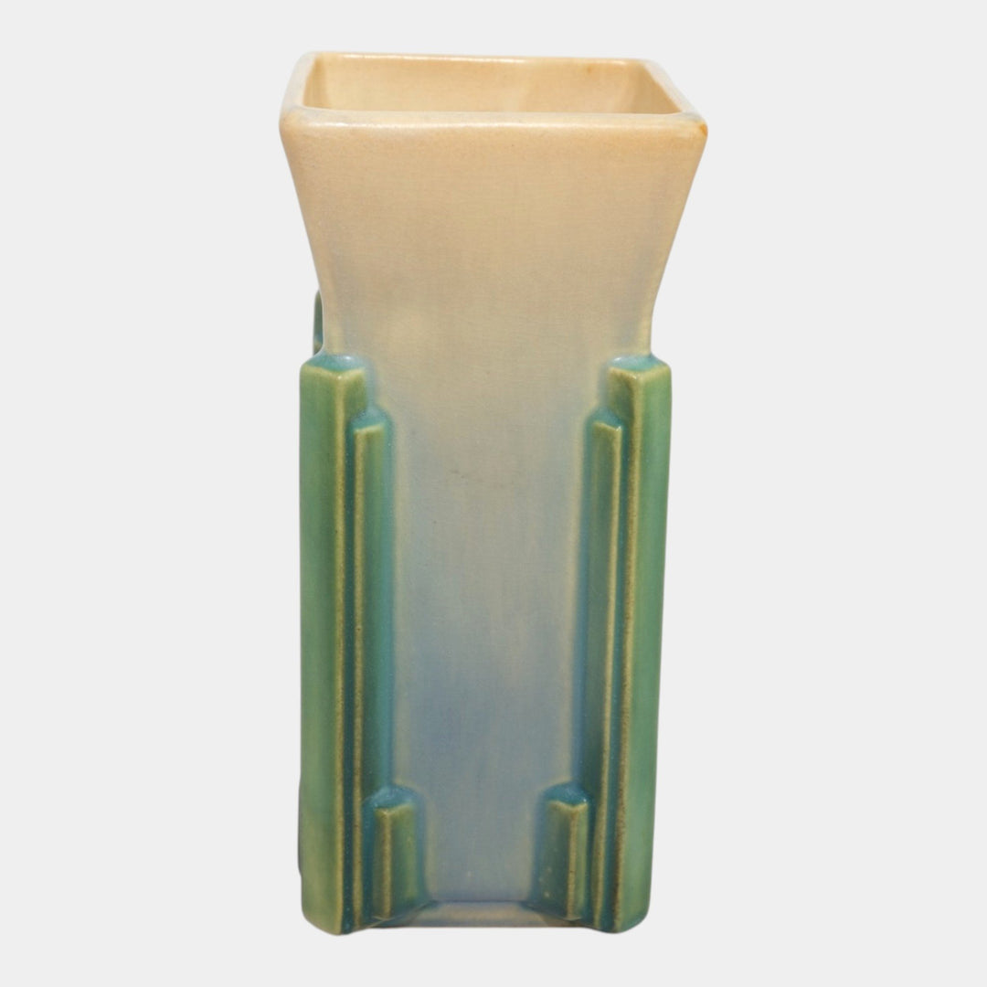Roseville Futura 1928 Tan Vintage Art Deco Pottery Milk Carton Vase 402-8