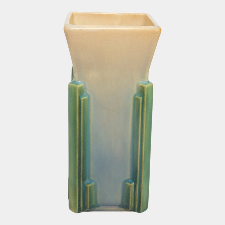 Roseville Futura 1928 Tan Vintage Art Deco Pottery Milk Carton Vase 402-8