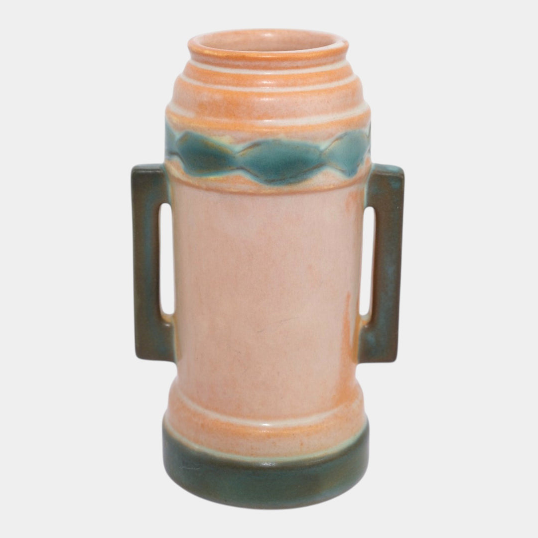 Roseville Futura Pink 1928 Vintage Art Deco Pottery Ceramic Beer Mug Vase 381-6 - Just Art Pottery