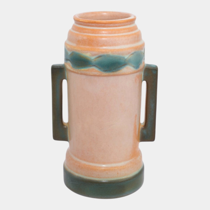 Roseville Futura Pink 1928 Vintage Art Deco Pottery Ceramic Beer Mug Vase 381-6 - Just Art Pottery