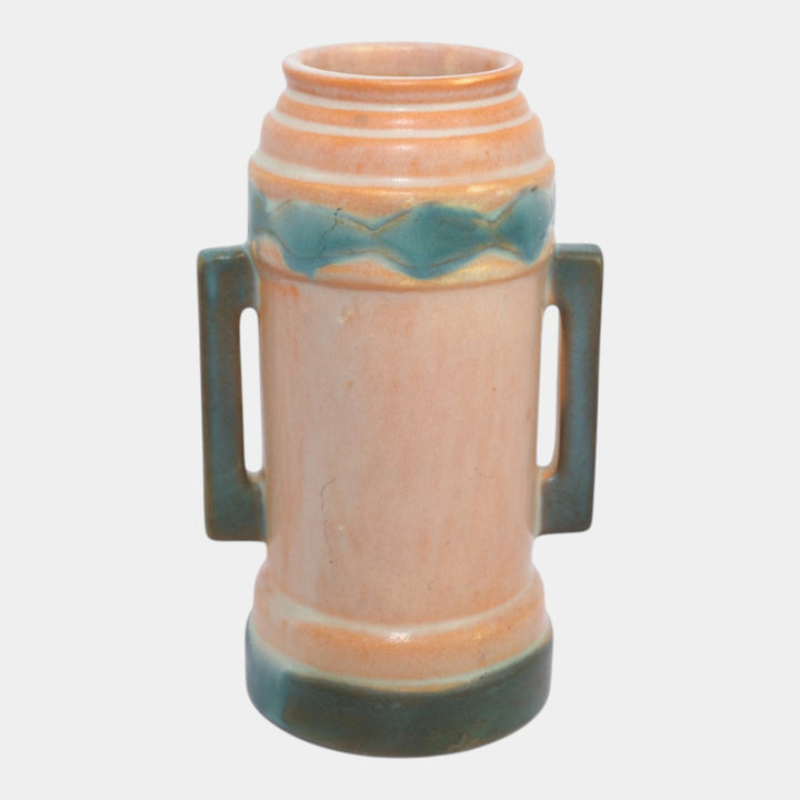 Roseville Futura Pink 1928 Vintage Art Deco Pottery Ceramic Beer Mug Vase 381-6 - Just Art Pottery