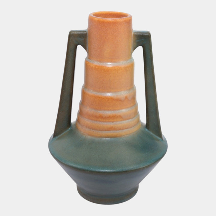 Roseville Futura Tan 1928 Vintage Art Deco Pottery Ceramic Telescope Vase 382-7 - Just Art Pottery