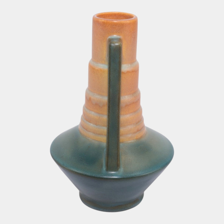 Roseville Futura Tan 1928 Vintage Art Deco Pottery Ceramic Telescope Vase 382-7 - Just Art Pottery