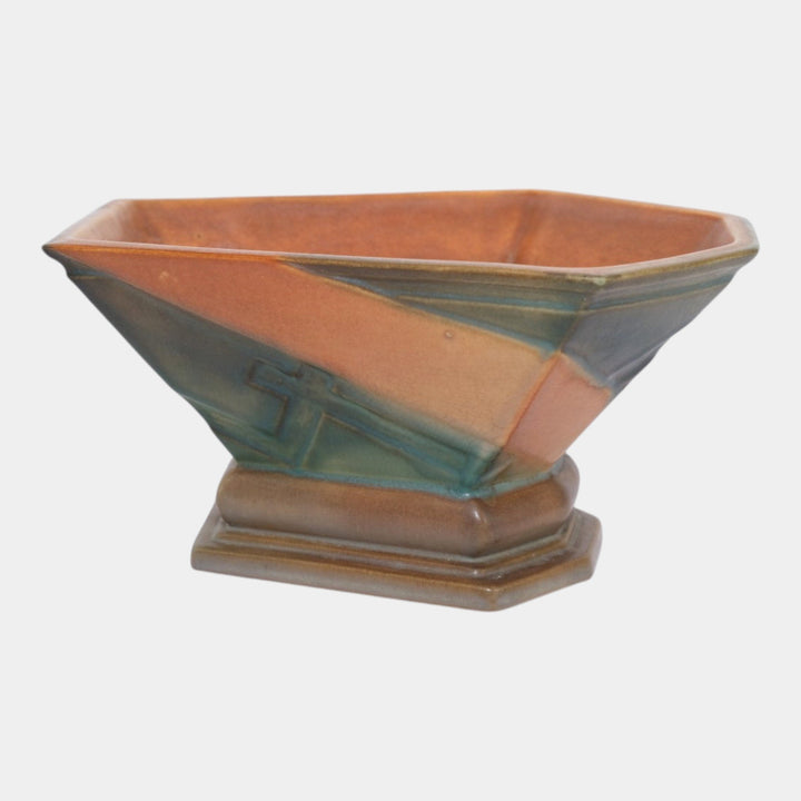 Roseville Futura Brown 1928 Vintage Art Deco Pottery Ceramic Aztec Bowl 188-8 - Just Art Pottery