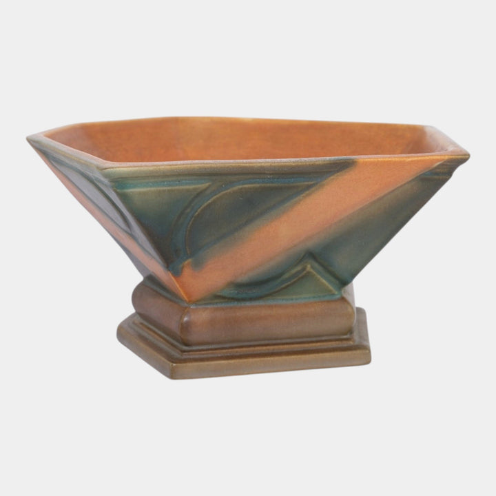 Roseville Futura Brown 1928 Vintage Art Deco Pottery Ceramic Aztec Bowl 188-8 - Just Art Pottery
