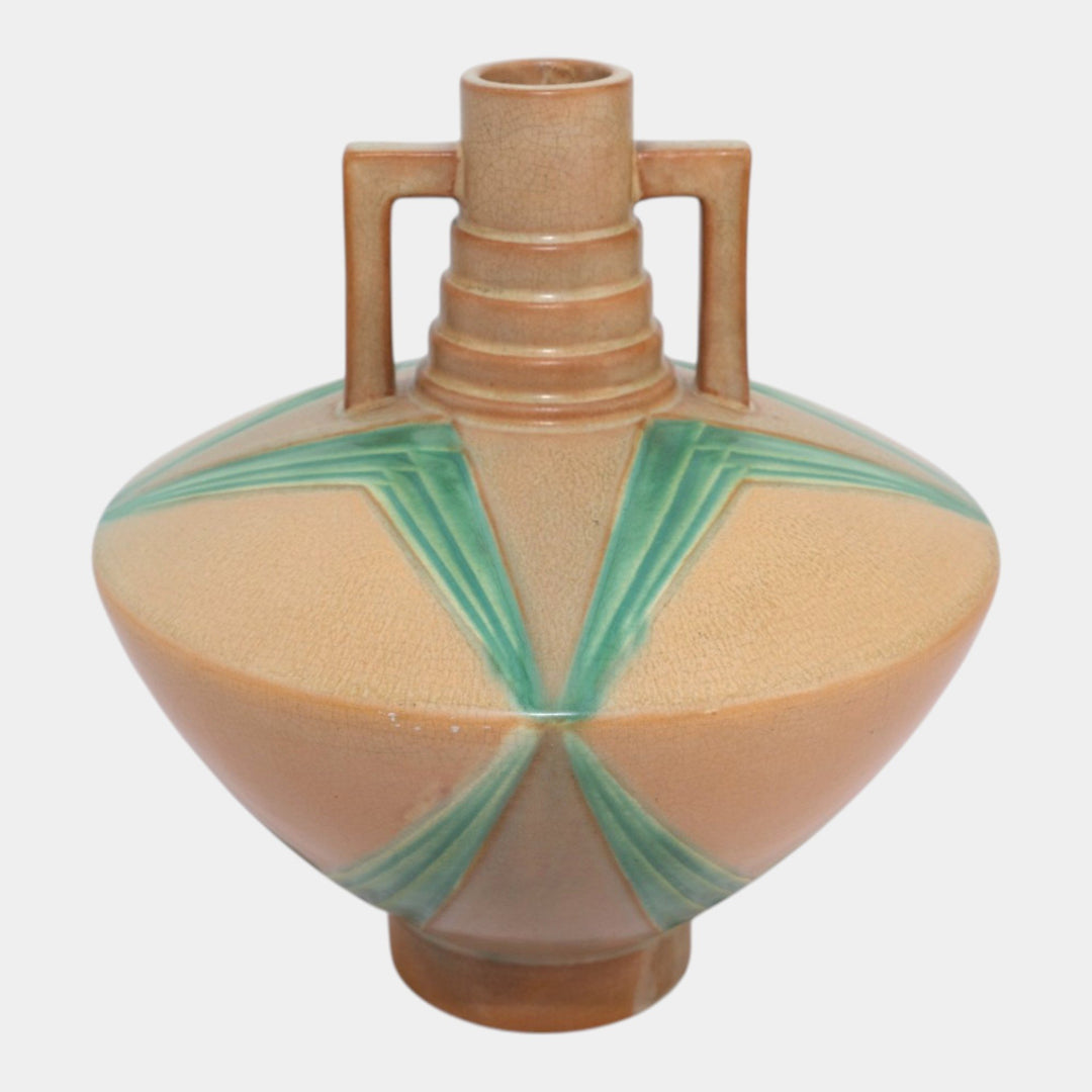 Roseville Futura Brown 1928 Vintage Art Deco Pottery Ceramic Football Vase 409-9