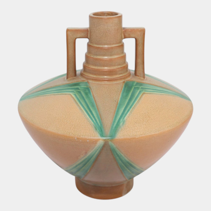 Roseville Futura Brown 1928 Vintage Art Deco Pottery Ceramic Football Vase 409-9
