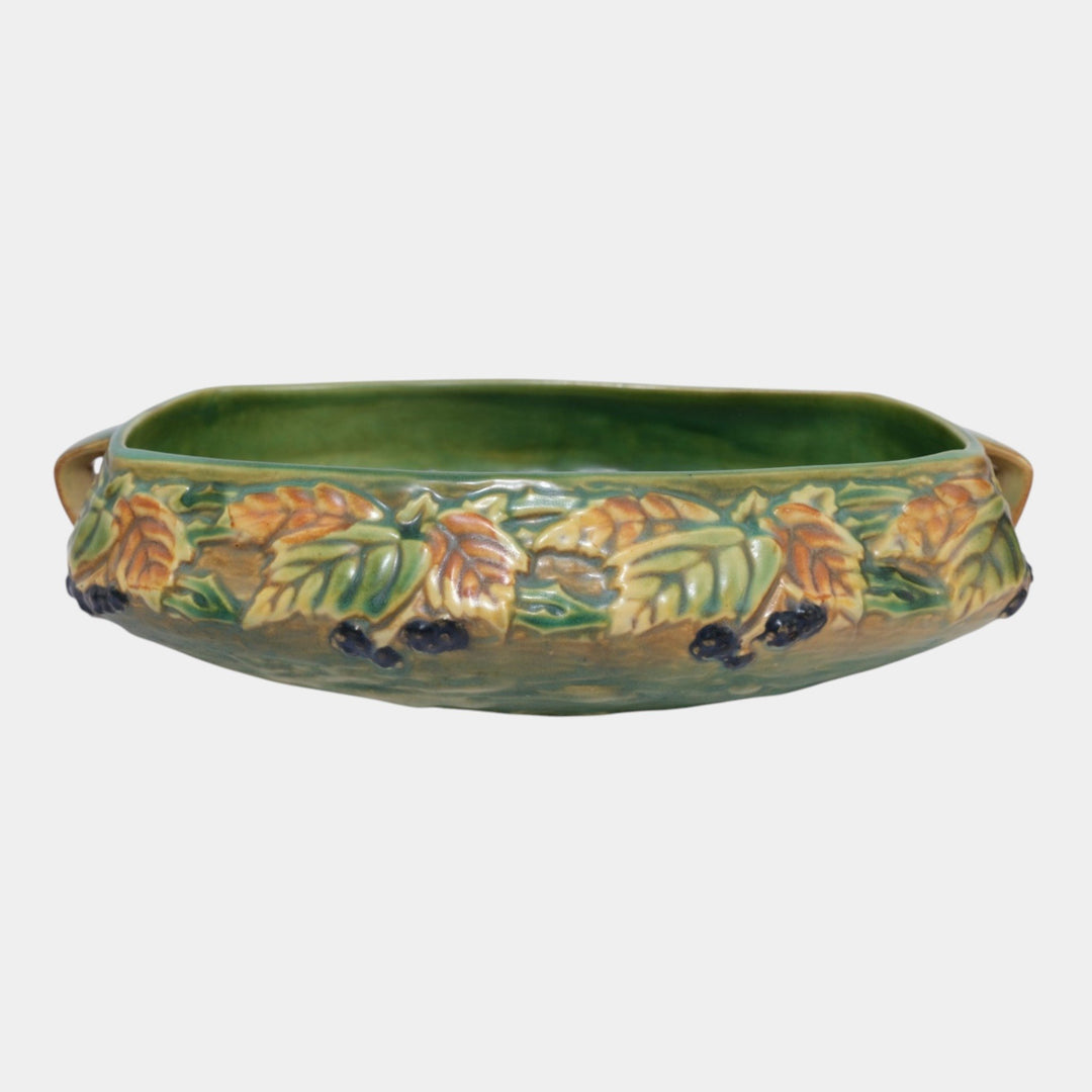 Roseville Blackberry Green 1932 Vintage Art Pottery Ceramic Console Bowl 228-10 - Just Art Pottery
