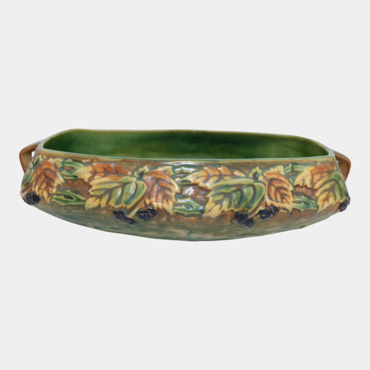 Roseville Blackberry Green 1932 Vintage Art Pottery Ceramic Console Bowl 228-10 - Just Art Pottery