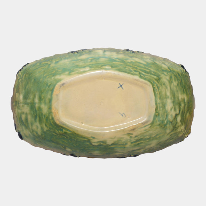 Roseville Blackberry Green 1932 Vintage Art Pottery Ceramic Console Bowl 228-10 - Just Art Pottery