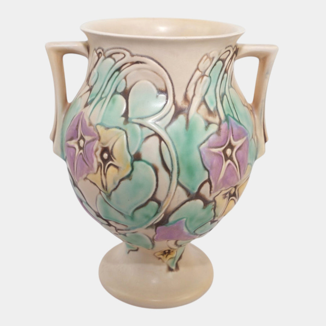 Roseville Morning Glory White 1935 Vintage Art Deco Pottery Ceramic Vase 728-9 - Just Art Pottery