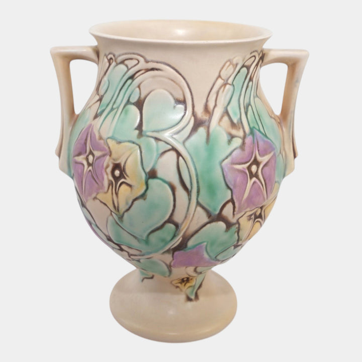 Roseville Morning Glory White 1935 Vintage Art Deco Pottery Ceramic Vase 728-9 - Just Art Pottery
