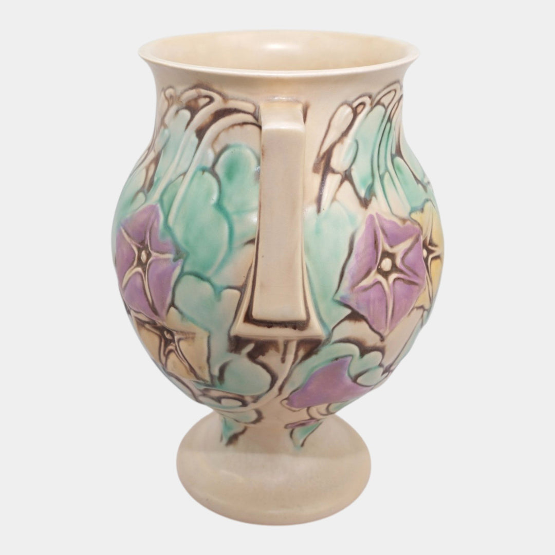 Roseville Morning Glory White 1935 Vintage Art Deco Pottery Ceramic Vase 728-9 - Just Art Pottery