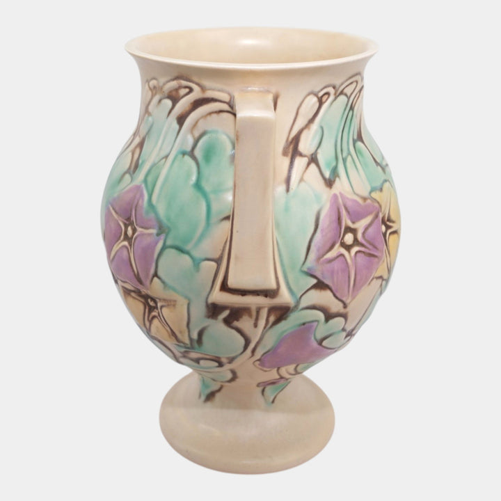 Roseville Morning Glory White 1935 Vintage Art Deco Pottery Ceramic Vase 728-9 - Just Art Pottery