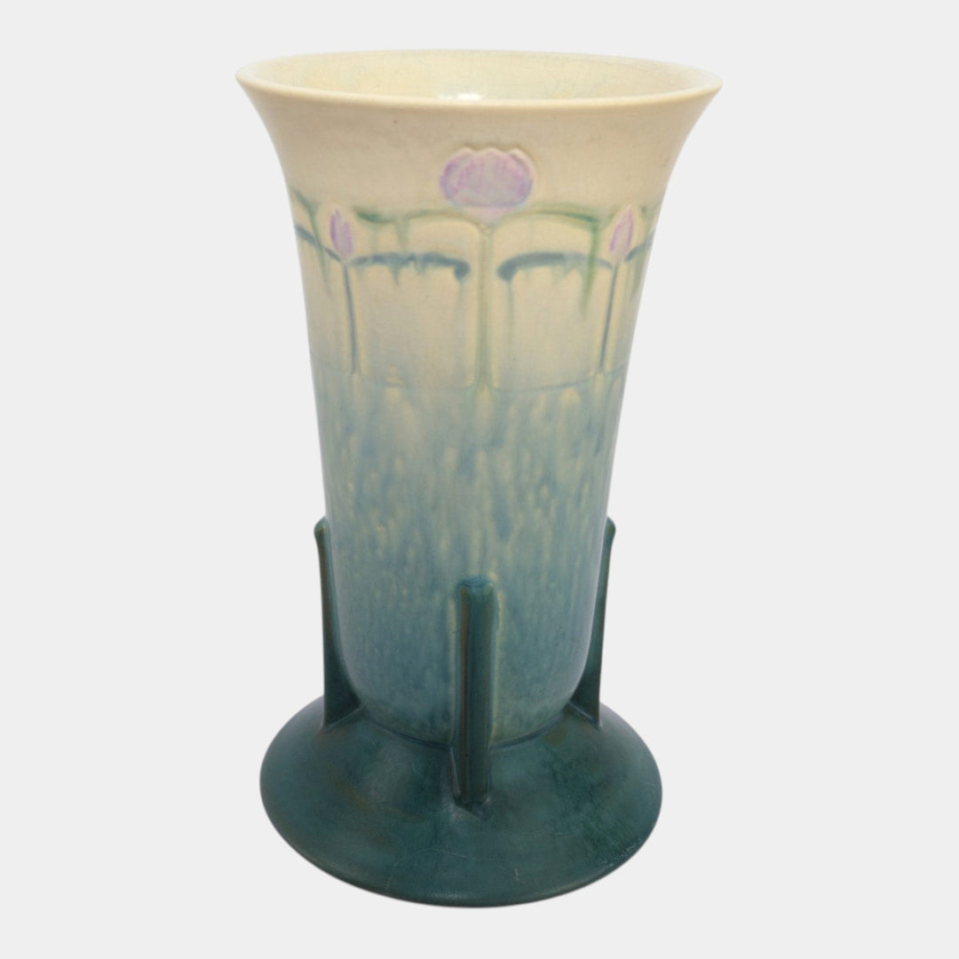 Roseville Futura 1928 Vintage Art Deco Pottery Purple Crocus Ceramic Vase 429-9