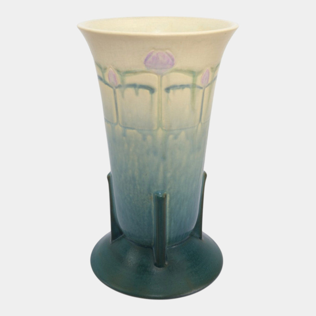 Roseville Futura 1928 Vintage Art Deco Pottery Purple Crocus Ceramic Vase 429-9
