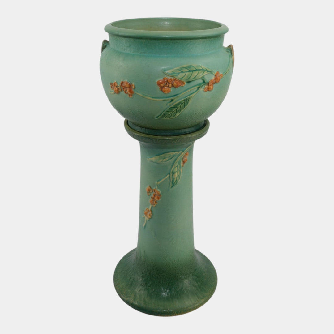 Roseville Bittersweet Green 1951 Vintage Pottery Jardiniere Pedestal 802-8