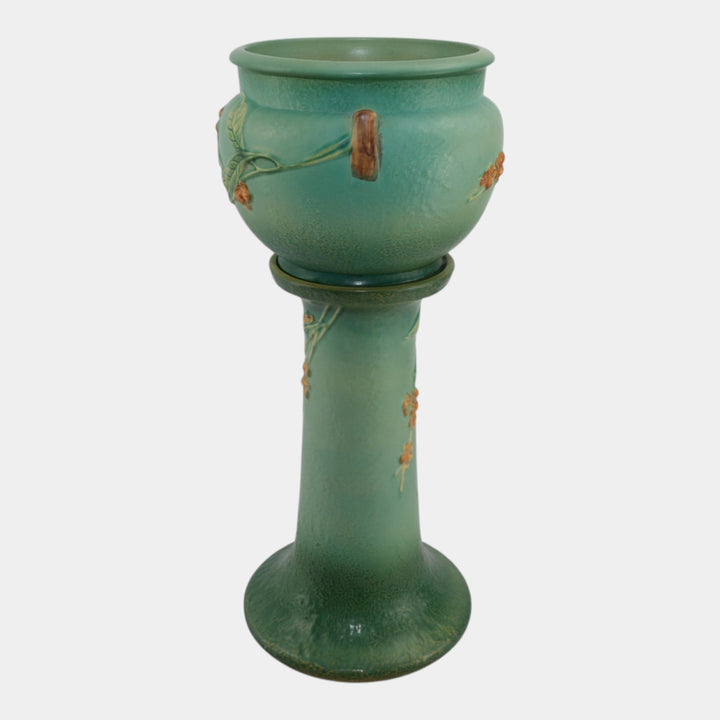 Roseville Bittersweet Green 1951 Vintage Pottery Jardiniere Pedestal 802-8
